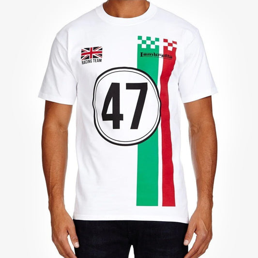 Lambretta Mens T Shirt 'Racing Team' Design - White