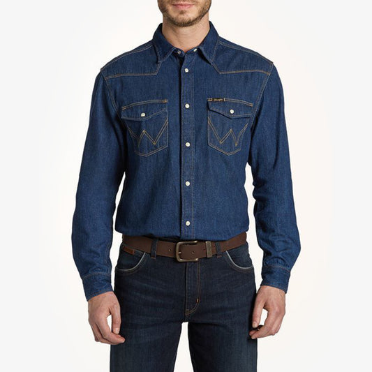 Wrangler Class Western Shirt  Dark Indigo - Casual Fit