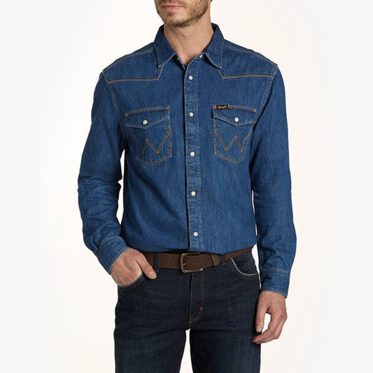 Wrangler Class Western Shirt Indigo - Casual Fit