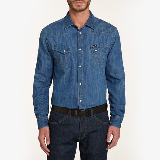 Wrangler Class Western Shirt Indigo - Regular Fit